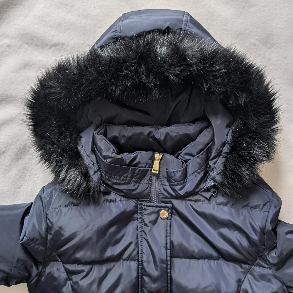 Lauren Ralph Lauren Women's Down Parka Coat Hooded Zip Front Navy Blue Size S - Picture 6 of 16